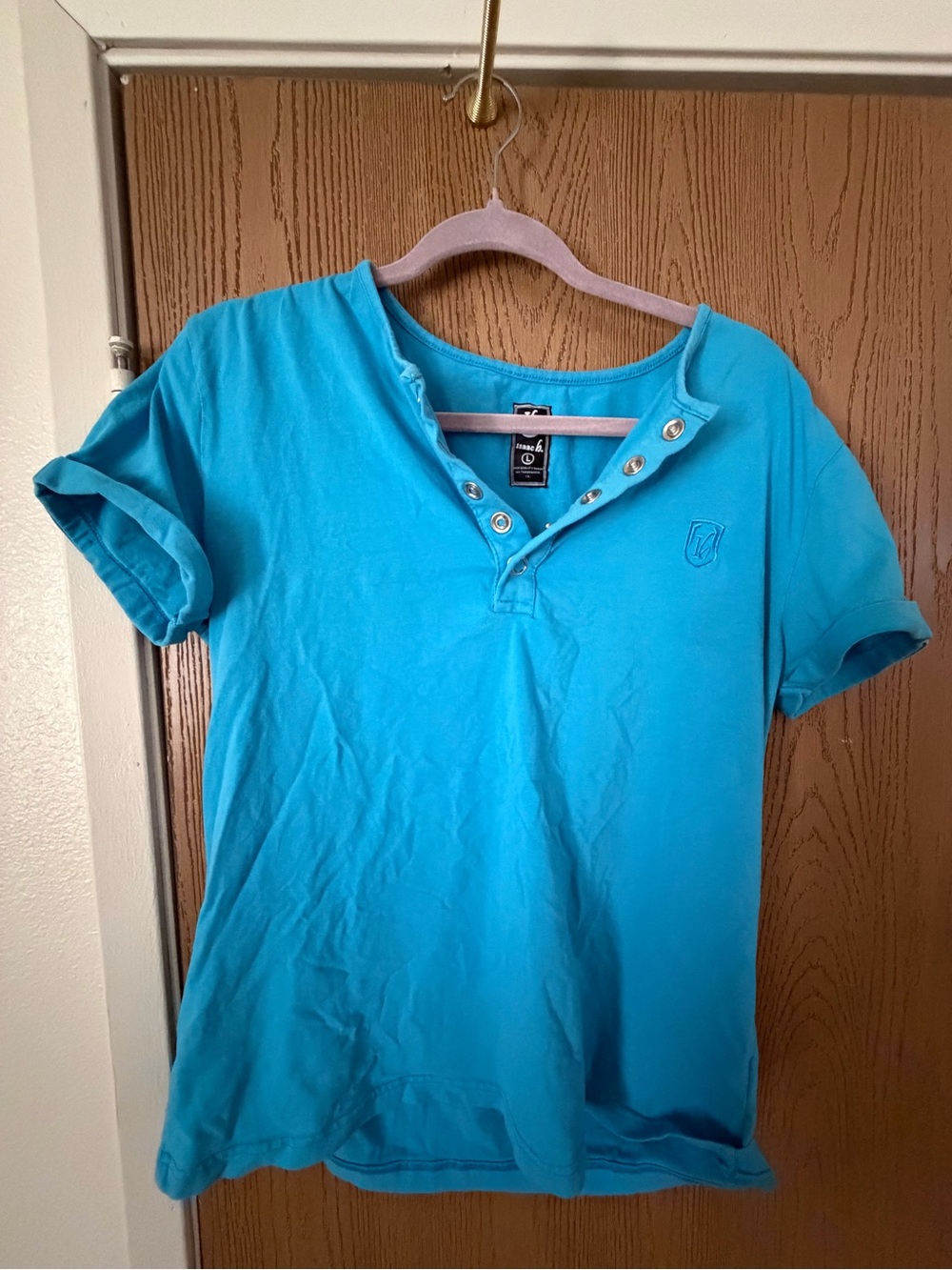 Men's Blue Short-Sleeve Henley Shirt